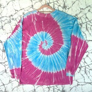YAZBEK Tie Die T-Shirt Long Sleeved Men’s XL Blue and Pink Swirled Heavyweight